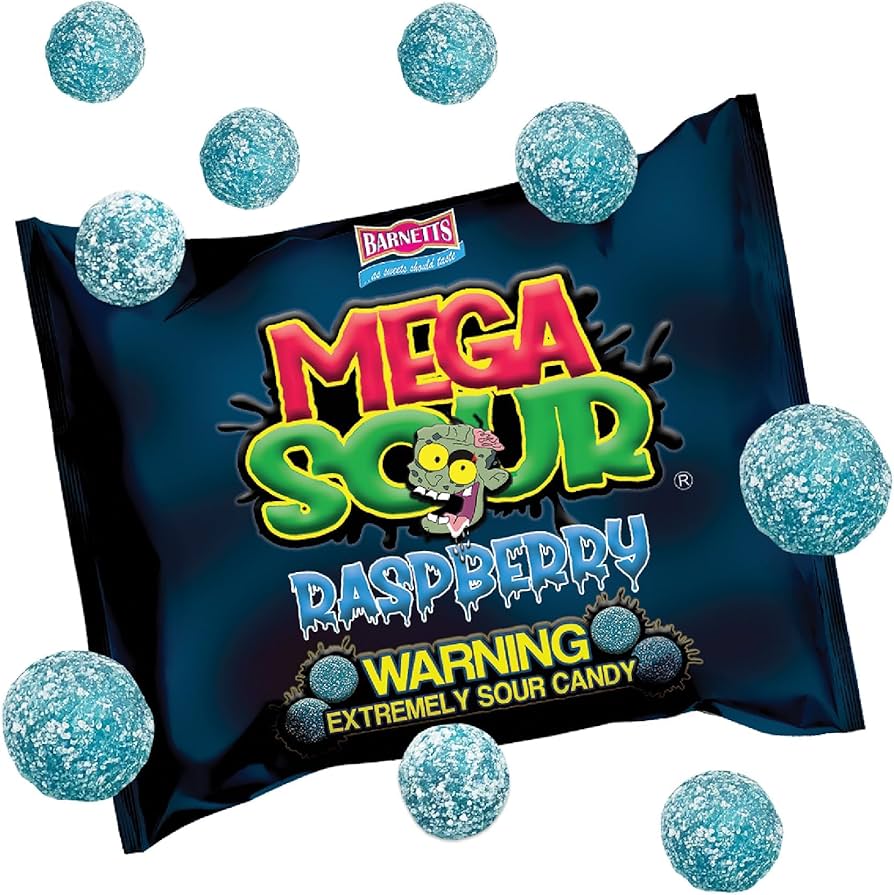 Barnetts Mega Sour Raspberry 104g - 4er