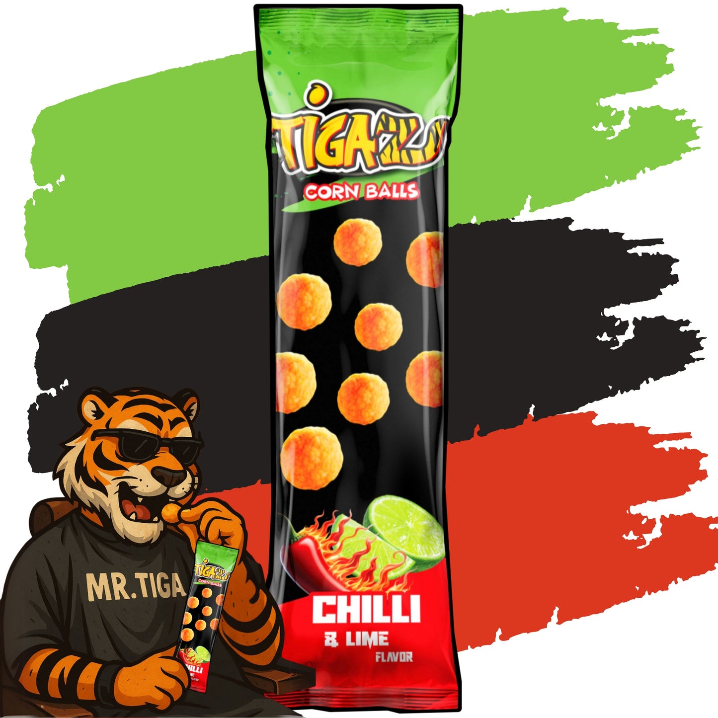 Tigaz Corn Chips Chilli & Lime Flavour - 60er Karton