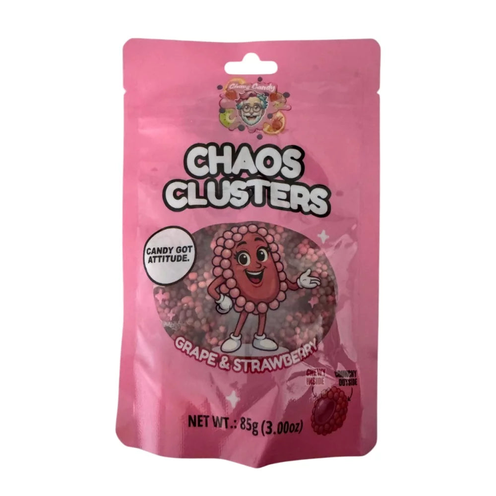 Chaos Candy Gummy Cluster Grape & Strawberry 85g - 48er Karton