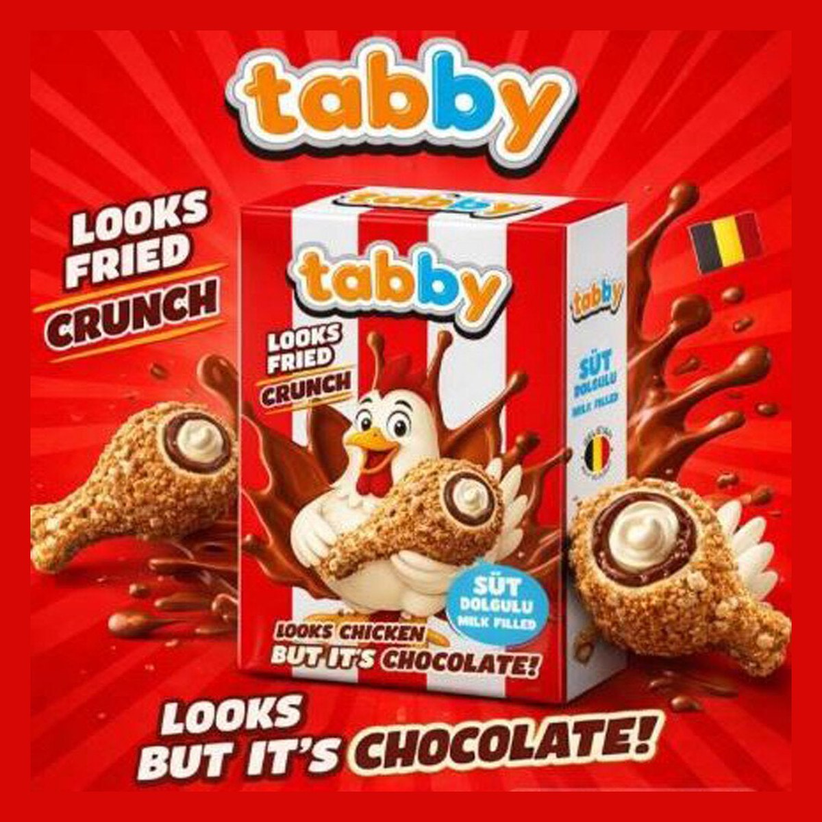 Tabby Milk Cream Filled Chicken Chocolate 50g