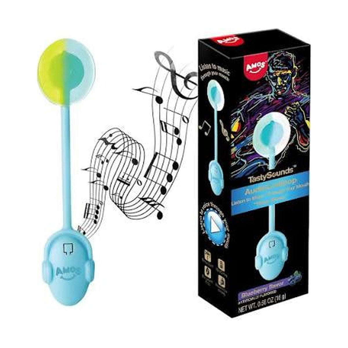 Amos Tasty Sounds Music Lollipop Blueberry