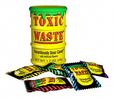 Toxic Waste Sour Candy Drum Yellow 42g - 12er Karton