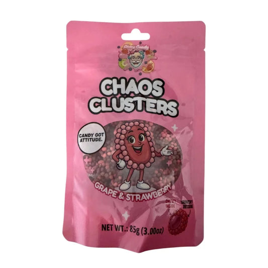 Chaos Candy Gummy Cluster Grape & Strawberry 85g - 48er Karton