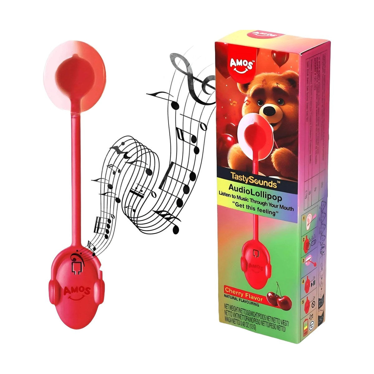AMOS Tasty Sounds Audio Lollipop Cherry 12g
