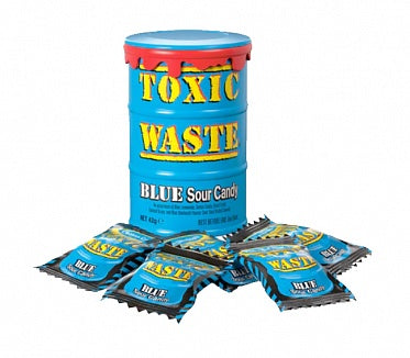 Toxic Waste Sour Candy Drum Blue 42g - 12er Karton